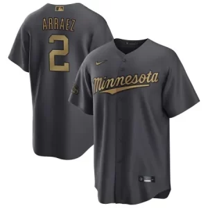 Men's Minnesota Twins #2 Luis Arraez 2022 All-Star Charcoal Cool Base Stitched Baseball Jersey MUS3