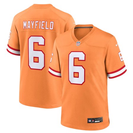 Men's '76 Tampa Bay Buccaneers #6 Baker Mayfield Orange Player Game Jersey