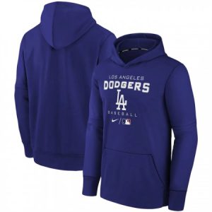 Men's Los Angeles Dodgers Royal 2022 Therma Performance Pullover Hoodie BXJV