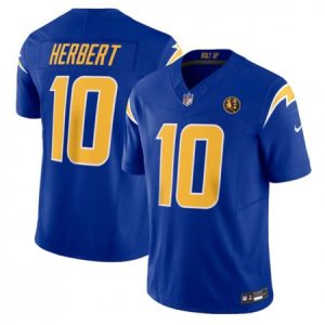 5278ba815e3009263f074c56be559990.jpeg Men's Los Angeles Chargers #10 Justin Herbert Royal 2023 F.U.S.E. With John Madden Patch Vapor Limited Stitched Football Jersey