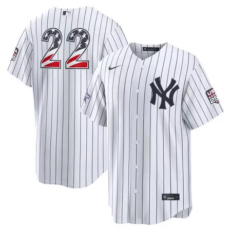 Men's New York Yankees #22 Ben Rice Nike White 2026 All-Star Edition Stars & Stripes Stadium Jersey