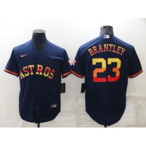 Men's Houston Astros #23 Michael Brantley 2022 Navy Cool Base Stitched Jersey 58R6