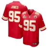 Men's Kansas City Chiefs #95 Chris Jones Red Super Bowl LIX Game Jersey