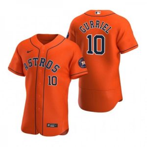 Men's Houston Astros #10 Yuli Gurriel Orange Flex Base Stitched Jersey QVC0