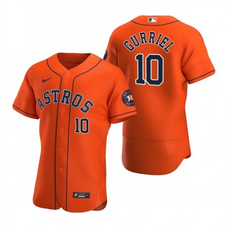 Men's Houston Astros #10 Yuli Gurriel Orange Flex Base Stitched Jersey QVC0