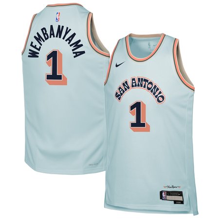 Youth San Antonio Spurs #1 Victor Wembanyama Light Blue 2024/25 Swingman City Edition Player Jersey