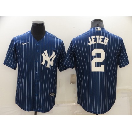 Men's New York Yankees #2 Derek Jeter Navy Cool Base Stitched Jersey 3RAE