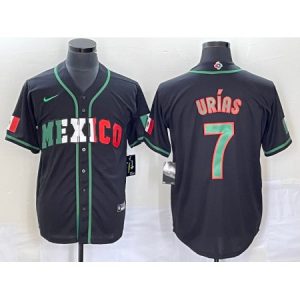 Men's Mexico Baseball #7 Julio Urias 2023 Black World Baseball With Patch Classic Stitched Jersey 3AXS