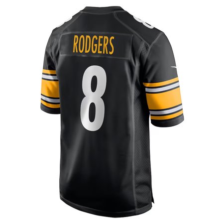 Men's Pittsburgh Steelers #8 Aaron Rodgers Black Game Jersey