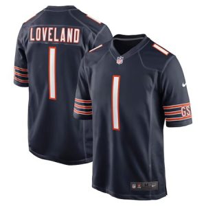 Men's Chicago Bears #1 Colston Loveland Navy 2025 NFL Draft First Round Pick Game Jersey
