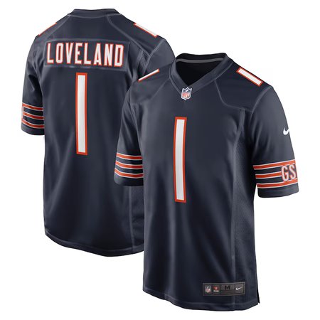 Men's Chicago Bears #1 Colston Loveland Navy 2025 NFL Draft First Round Pick Game Jersey