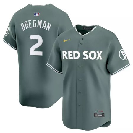 Men's Boston Red Sox #2 Alex Bregman Green 2025 City Connect Limited Player Jersey SD9P