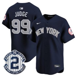 5c42962ea49ba10fdf180b74c490ccf5.jpeg Youth New York Yankees #99 Aaron Judge Navy Throwback Derek Jeter Patch Vapor Premier Limited Jersey