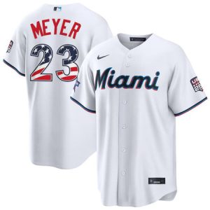 Men's Miami Marlins #23 Max Meyer Nike White 2026 All-Star Edition Stars & Stripes Stadium Jersey