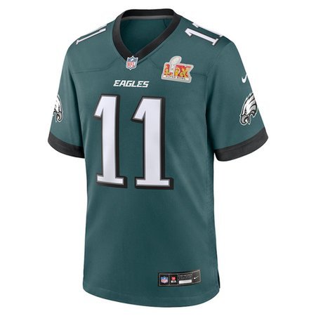 5c8bff6925bcba9c02bb994e0f5d0b98.jpeg Men's Philadelphia Eagles #11 A.J. Brown Midnight Green Super Bowl LIX Game Player Jersey