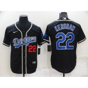 Men's Los Angeles Dodgers #22 Clayton Kershaw Black Cool Base Stitched Baseball Jersey 3I3B