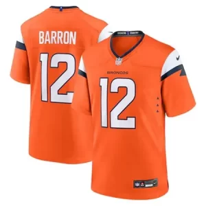 Men's Denver Broncos #12 Jahdae Barron Orange 2025 NFL Draft First Round Pick Game Jersey