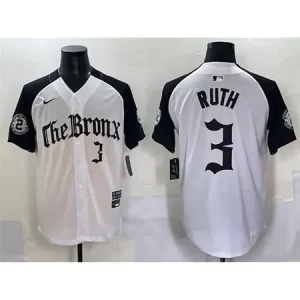 Men's New York Yankees #3 Babe Ruth White "Gothic Legacy Edition" Vapor Premier Limited Stitched Baseball Jersey JWR2