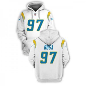 62f8fb4a3af2f05b10d749eedb98eee3.jpeg Men's Los Angeles Chargers #97 Joey Bosa 2021 White Pullover Hoodie