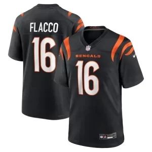 Men's Cincinnati Bengals #16 Joe Flacco  Black Team Game Jersey