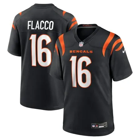 Men's Cincinnati Bengals #16 Joe Flacco  Black Team Game Jersey
