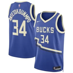 Unisex Milwaukee Bucks #34 Giannis Antetokounmpo Royal 2024/25 Swingman City Edition Player Jersey