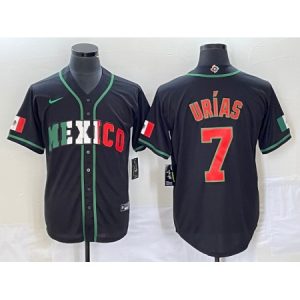 Men's Mexico Baseball #7 Julio Urias 2023 Black World Baseball With Patch Classic Stitched Jersey 2SJ9