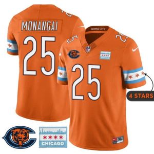 65da5c93fd21f82d077b479b56160ef1.jpeg Men's Chicago Bears #25 Kyle Monangai Orange City Edition With Chicago Flag Vapor F.U.S.E. Untouchable Limited Jersey