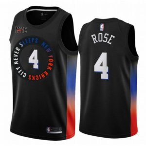 Men's New Yok Knicks #4 Derrick Rose 2020 Black Swingman City Edition Jersey