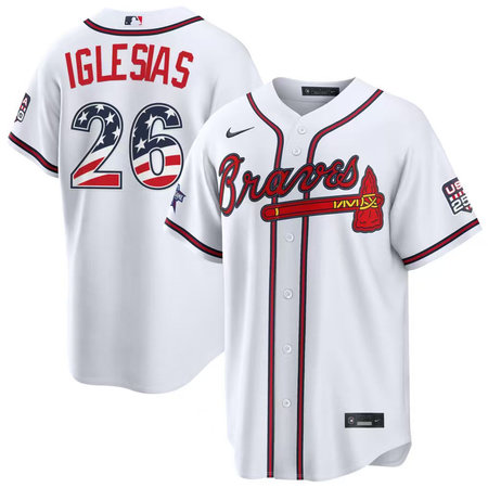 Men's Atlanta Braves #26 Raisel Iglesias Nike White 2026 All-Star Edition Stars & Stripes Stadium Jersey