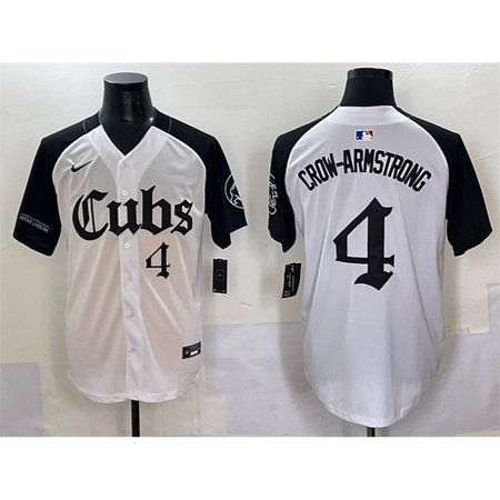 Men's Chicago Cubs #4 Pete Crow-Armstrong White "Gothic North Side Edition" Vapor Premier Limited Stitched Baseball Jersey ABQP
