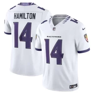 Men's Baltimore Ravens #14 Kyle Hamilton Nike White Vapor F.U.S.E. Sewn Down Limited Jersey