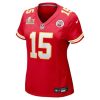 69ad7564e3d447e068ba5c1c1a8a5747.jpeg Women's Kansas City Chiefs #15 Patrick Mahomes Red Super Bowl LIX Game Jersey