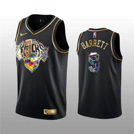 6ce2cffdfd664c4a19b47b88cbff26df.jpeg Men's New Yok Knicks #9 RJ Barrett 2021/22 Black Golden Edition 75th Anniversary Diamond Logo Stitched Basketball Jersey