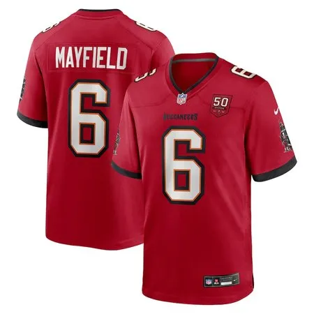 Men's Tampa Bay Buccaneers #6 Baker Mayfield  Red 50th Anniversary Game Jersey