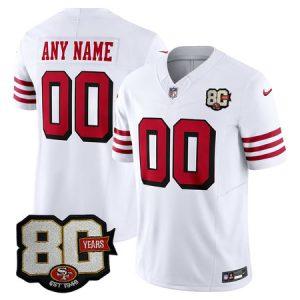 Men's San Francisco 49ers White 80 Anniversary Vapor F.U.S.E. Limited Custom Jersey BLDC