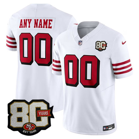 Men's San Francisco 49ers White 80 Anniversary Vapor F.U.S.E. Limited Custom Jersey BLDC
