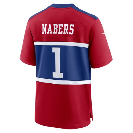 Men's New York Giants #1 Malik Nabers Century Red Alternate Game Jersey