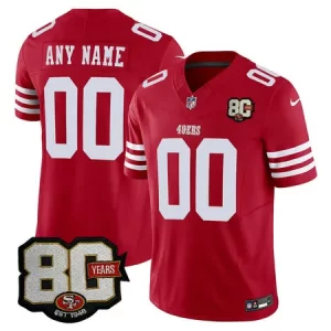 Men's San Francisco 49ers Red 80 Anniversary Vapor F.U.S.E. Limited Custom Jersey
