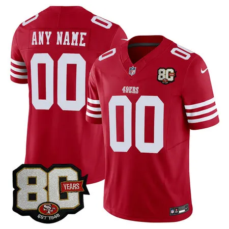Men's San Francisco 49ers Red 80 Anniversary Vapor F.U.S.E. Limited Custom Jersey