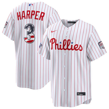 7447ab33e1365f9960e21f1d22ab3ddd.jpeg Youth Philadelphia Phillies #3 Bryce Harper Nike White 2026 All-Star Edition Stars & Stripes Stadium Jersey
