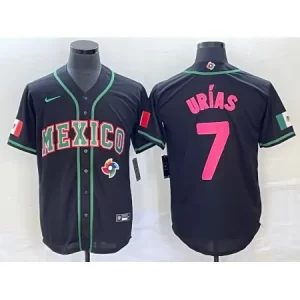 Men's Mexico Baseball #7 Julio Urias 2023 Black World Baseball With Patch Classic Stitched Jersey XPQL