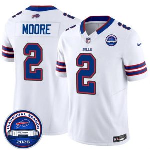 Youth Buffalo Bills #2 D.J. Moore White 2026 Inaugural Season at Highmark Stadium Patch Vapor F.U.S.E. Limited Jersey