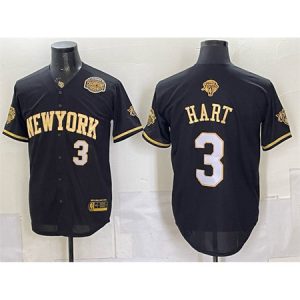 778f28b4198070ca11de064daedce6d5.jpeg Youth New York Knicks #3 Josh Hart Black Gold 2026 Finals & Eastern Conference Champions Patch Stitched Baseball Jersey