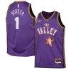 Youth Phoenix Suns #1 Devin Booker Purple 2024/25 Swingman City Edition Player Jersey