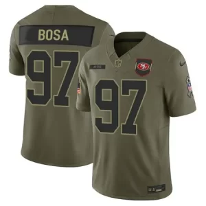 Men's San Francisco 49ers #97 Nick Bosa  Olive 2025 Salute to Service Retired Limited Jersey