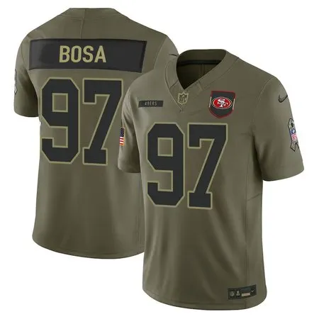 Men's San Francisco 49ers #97 Nick Bosa  Olive 2025 Salute to Service Retired Limited Jersey