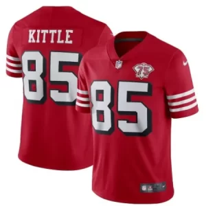 7a966876050bf954224ec30e12976c48.webp Men's San Francisco 49ers #85 George Kittle 2021 Scarlet 75th Anniversary Vapor Untouchable Alternate Stitched NFL Jersey