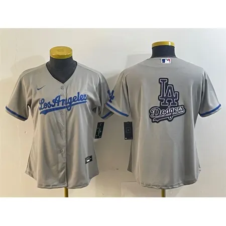 Youth Los Angeles Dodgers Grey Team Big Logo Stitched Jersey 2MCS