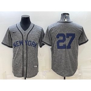 Men's New York Yankees #27 Giancarlo Stanton Grey Cool Base Stitched Jersey TRFO